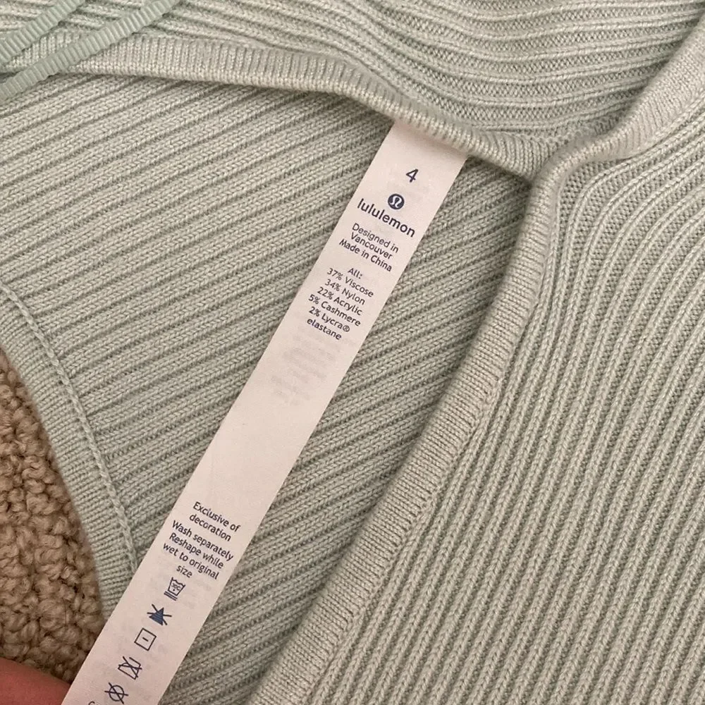 LULULEMON Wrap it Back Sweater Sea Breeze Green Cashmere Knit Top Reversible 4
